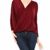 Regular Size * | Zoozie La Blouse Long Sleeve Wrap Twist Red