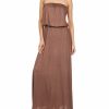 Regular Size * | Zoozie La Strapless Elastic Waist Maxi Dress Taupe Regular Size