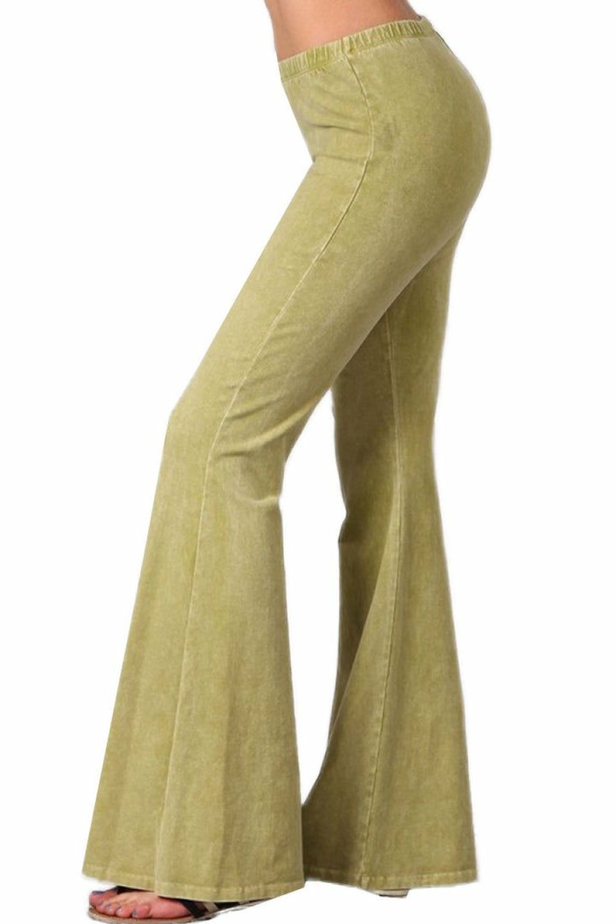 Regular Size * | Zoozie La Bell Bottoms Denim Colored Yoga Pants Pear Green