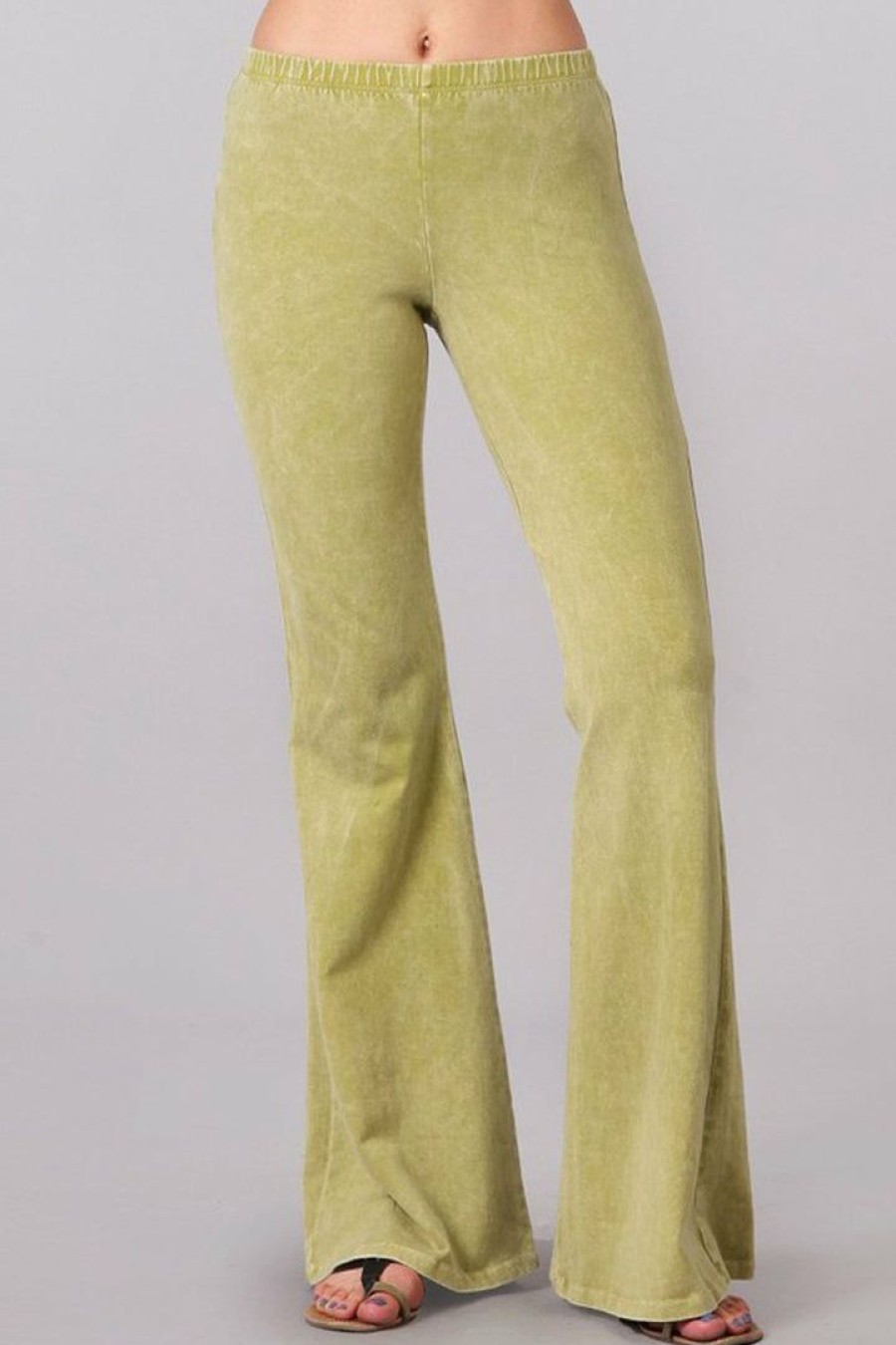 Regular Size * | Zoozie La Bell Bottoms Denim Colored Yoga Pants Pear Green