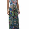 Regular Size * | Zoozie La Premium Sleeveless Sublimation Maxi Dress Royal Peackcock Green Regular Size