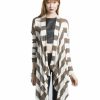 Regular Size * | Zoozie La Mocha White Striped Mesh Light Cardigan Regular Size