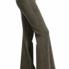 Regular Size * | Zoozie La Regular Size Bell Bottoms Yoga Pants Denim Colored Dark Moss Green Denim Colored Yoga Pants Dark Moss Green