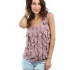 Regular Size * | Zoozie La Regular Size One Shoulder Ruffle Front Blouse Mauve Pale Purple Pink