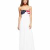 Regular Size * | Zoozie La Regular Size American Flag Dress Strapless Elegant American Flag Bust Off White