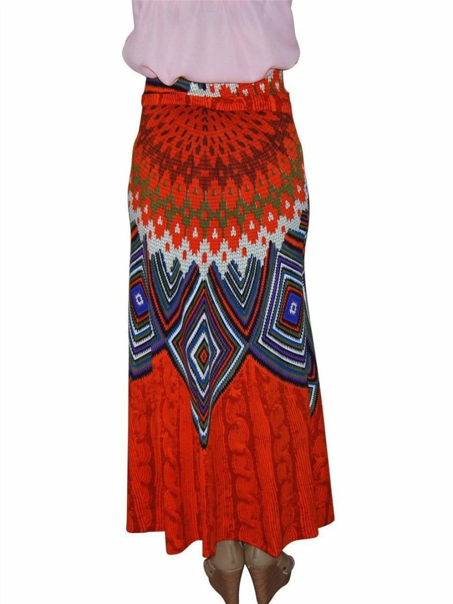 Regular Size * | Zoozie La Regular Size Maxi Skirt India Feather Orange