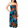 Regular Size * | Zoozie La Pom Flower Tan Teal Foldover Maxi Skirt Regular Size