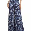 Regular Size * | Zoozie La Foldover Palazzo Pants Denim Blue Tie Dye Lion