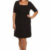 Regular Size * | Zoozie La Regular Size Plus Size Dresses With Sleeves With Pockets Black