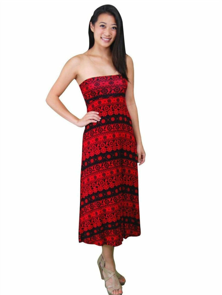 Regular Size * | Zoozie La Maxi Skirt Holiday Flower Red Black