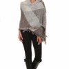 Regular Size * | Zoozie La Multi Burgundy Color Gray Viscose Wool Blanket Cardigan Poncho One Size Regular Size