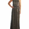 Regular Size * | Zoozie La Regular Size Sexy Black Nude Sleeveless Sequin Halter Top Party Gown Maxi Dress