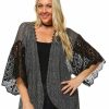 Regular Size * | Zoozie La Lace Cardigans Kimono Sleeves Black Regular Size