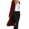 Regular Size * | Zoozie La Long Trench Cardigan Tribal Sweater Geometric Burgundy Red