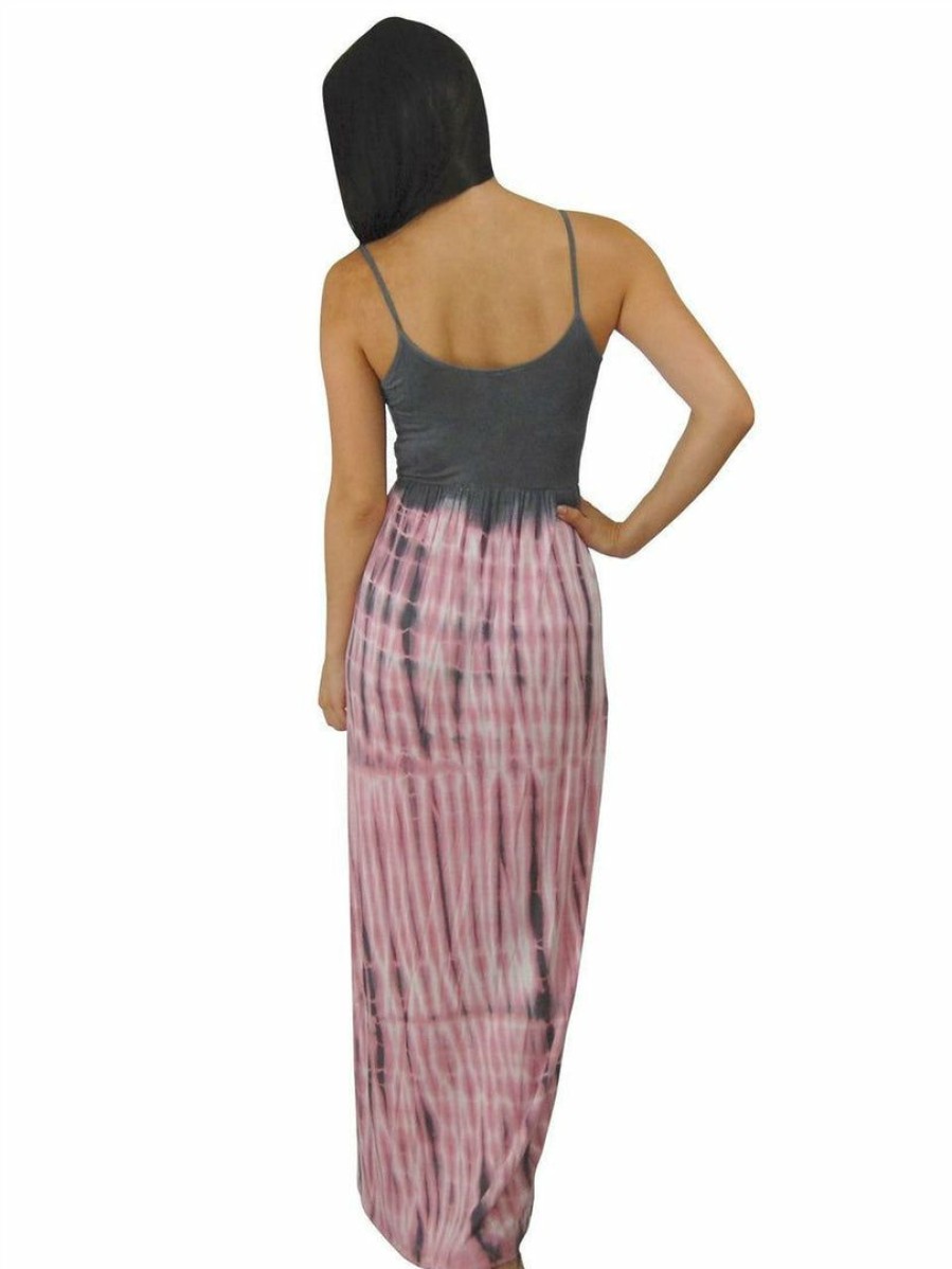 Regular Size * | Zoozie La Regular Size Spaghetti Strap Tie Dye Navy Blue Maxi Dress