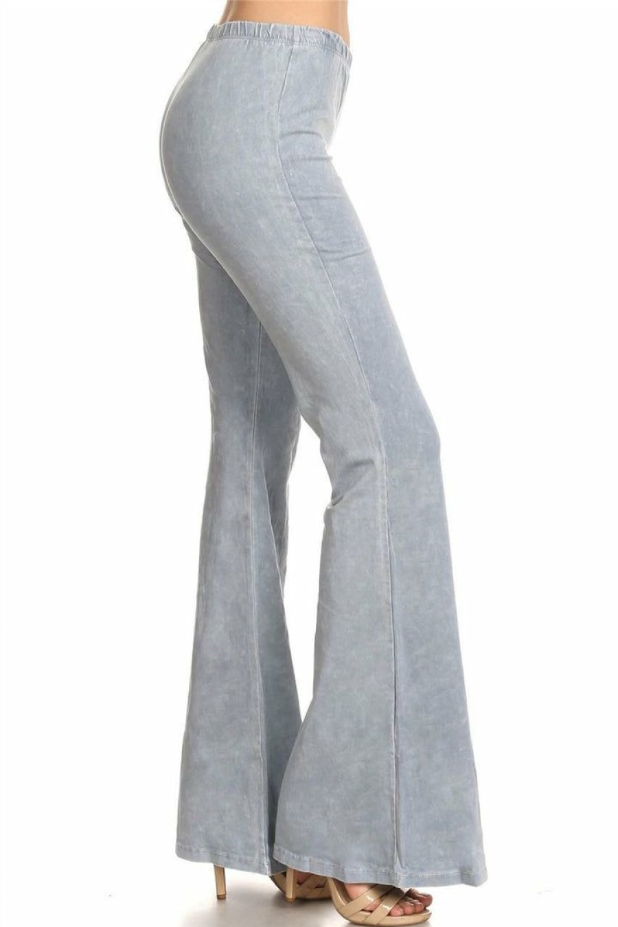 Regular Size * | Zoozie La Bell Bottoms Yoga Pants Denim Colored Fog Blue