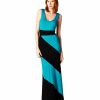 Regular Size * | Zoozie La Sleeveless Tank Top Dress Colorblock Candy Cane Teal Regular Size