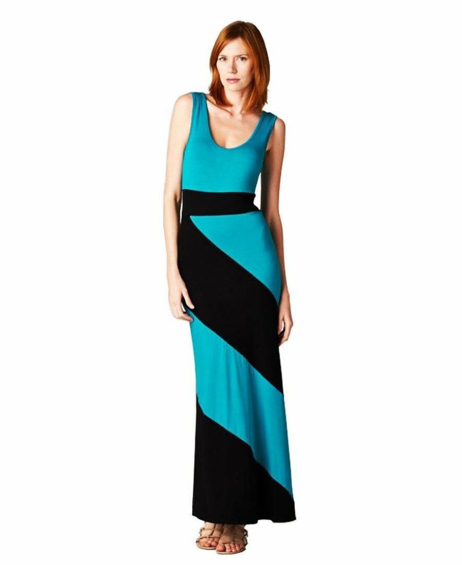 Regular Size * | Zoozie La Sleeveless Tank Top Dress Colorblock Candy Cane Teal Regular Size