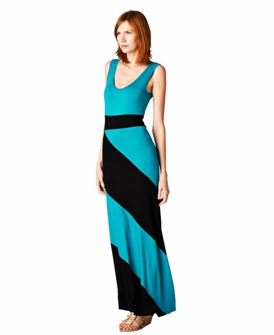 Regular Size * | Zoozie La Sleeveless Tank Top Dress Colorblock Candy Cane Teal Regular Size