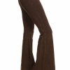 Regular Size * | Zoozie La Regular Size Bell Bottoms Yoga Pants Denim Colored Brown Denim Colored Yoga Pants Brown