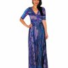 Regular Size * | Zoozie La Regular Size Maxi Dress With Sleeves Line Paisley Blue Pink