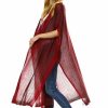 Regular Size * | Zoozie La Regular Size Plus Size Aztec Tribal Poncho Capes Wrap Cardigans Burgundy 1