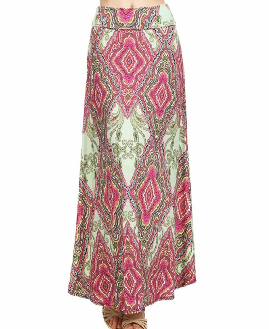 Regular Size * | Zoozie La Baroque Paisley Diamond Pattern Maxi Skirt Regular Size