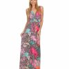 Regular Size * | Zoozie La Sleeveless Paris Maxi Dress Paisley Festive Pink