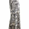 Regular Size * | Zoozie La Regular Size Black Silver Tiger Foldover Maxi Skirt