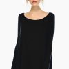 Regular Size * | Zoozie La Tunic Top Casual Dress Oversized Round Neck Long Sleeve Black Regular Size