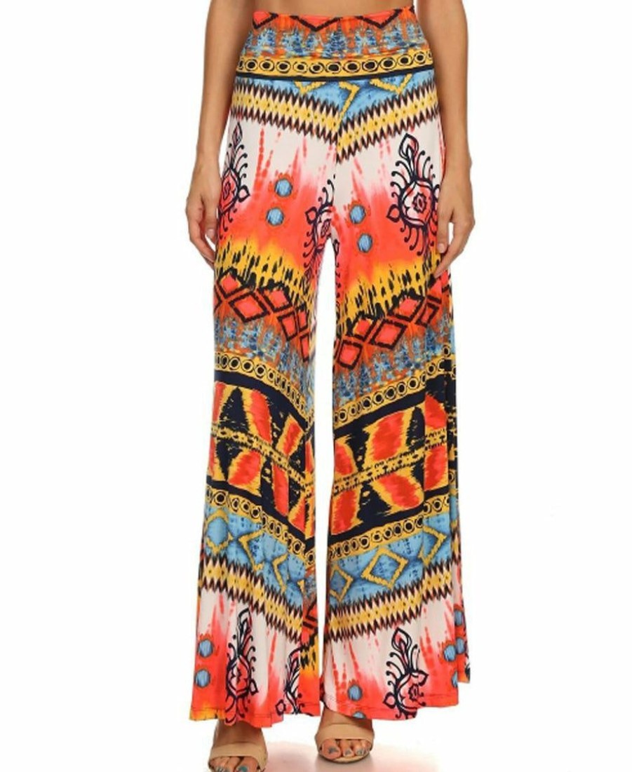 Regular Size * | Zoozie La Foldover Palazzo Pants New Hilographics Coral Regular Size