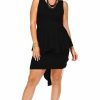 Regular Size * | Zoozie La Plus Size Sleeveless Peplum Short Bodycon Dress Regular Size Black