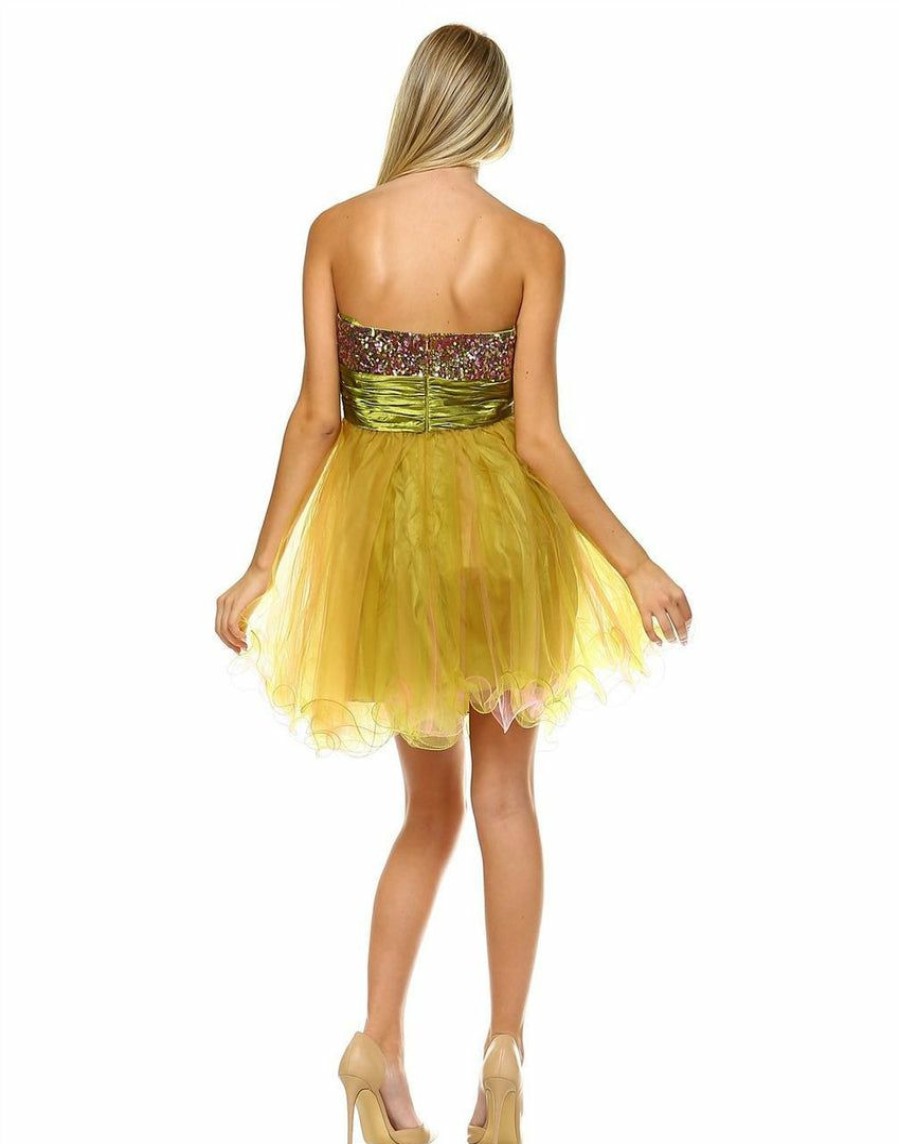 Regular Size * | Zoozie La Sequin Cocktail Babydoll Party Dress With Florette Green Plus Regular Size