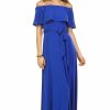 Regular Size * | Zoozie La Off The Shoulder Wrap Maxi Dress Blue Regular Size