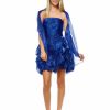 Regular Size * | Zoozie La Homecoming Ruched Cocktail Dress Bubble Hem Royal Blue Regular Size