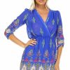 Regular Size * | Zoozie La Regular Size Tunic Top Blouse Royal Blue