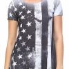 Regular Size * | Zoozie La Patriotic Shirt Short Sleeve Grudge Big Flag Gray