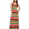 Regular Size * | Zoozie La Racerback Maxi Dress Striped Red Green Regular Size