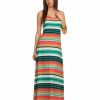 Regular Size * | Zoozie La Regular Size Racerback Maxi Dress Striped Aqua Coral