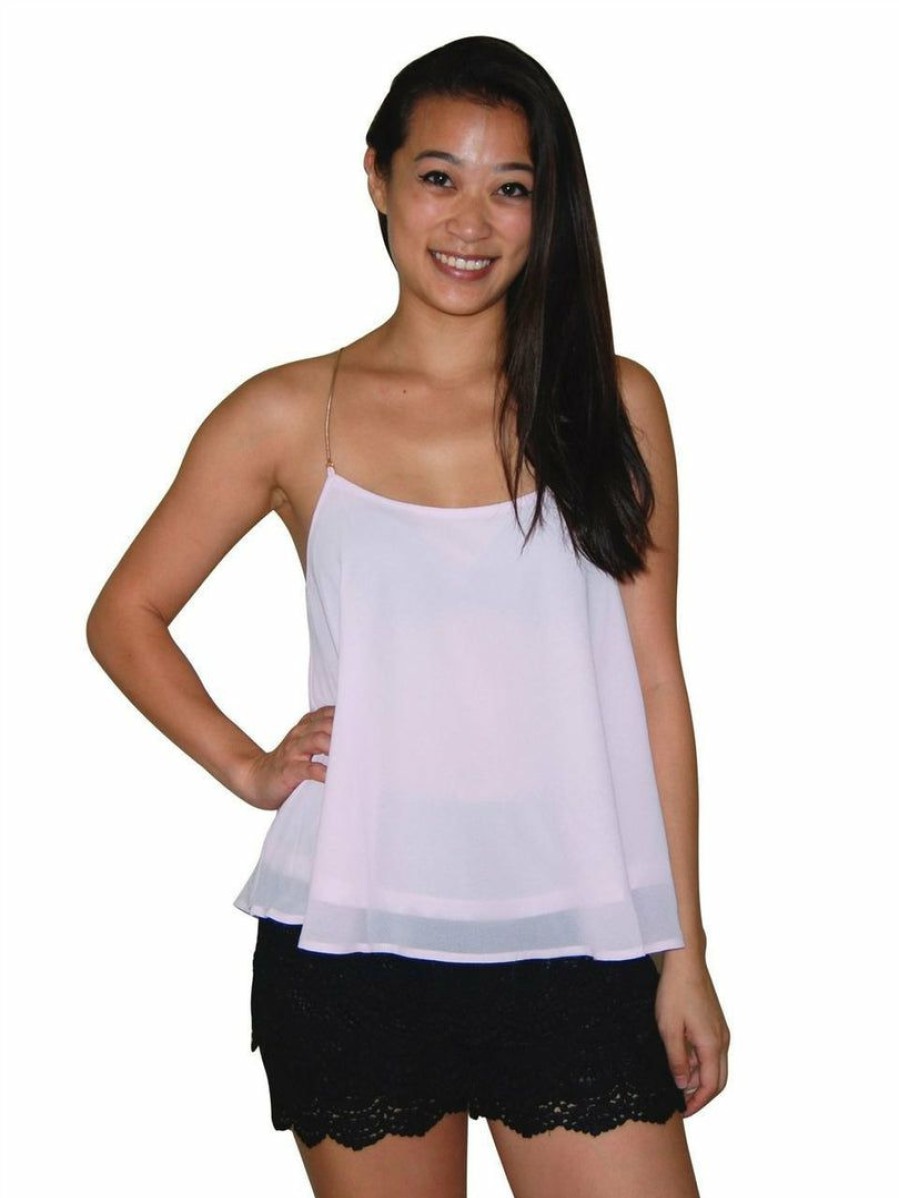 Regular Size * | Zoozie La Blouses Sleeveless Top Chain Back Pink