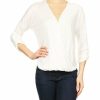 Regular Size * | Zoozie La Blouse Long Sleeve Wrap Twist White