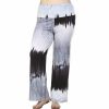 Regular Size * | Zoozie La Regular Size Foldover Palazzo Pants Abstract Paisley Gray Black