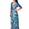 Regular Size * | Zoozie La Maxi Dress With Sleeves Bombshell Blue Three Regular Size