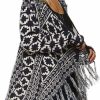 Regular Size * | Zoozie La Cowl Aztec Cardigan Tribal Sweater Ponchos Navy White