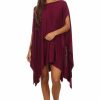 Regular Size * | Zoozie La Ponchos Asymmetrical Tunic Top Wine One Size Regular Size