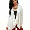 Regular Size * | Zoozie La Regular Size Tunic Top Shirt Dress Twist Top Long Sleeve Ivory White