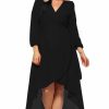 Regular Size * | Zoozie La Plus Size Wrap Dress With Sleeve And Belt Black Regular Size