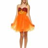 Regular Size * | Zoozie La Sequin Cocktail Babydoll Party Dress With Florette Orange