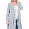 Regular Size * | Zoozie La Plus Size Open Drape Flyaway Long Cardigan White Blue Regular Size