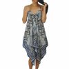 Regular Size * | Zoozie La Regular Size Handkerchief Midi Dress Navy White